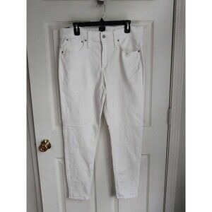 New J Crew Womens 33 White 9" Inseam Mid Rise Skinny Jeans Signature Stretch
